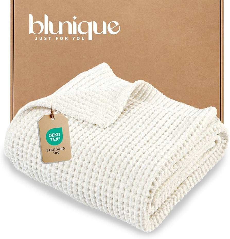 Waffle Knit Throw Blanket, Luxury Cozy Chunky Knit Throw Blanket for Couch, 50 x 60 Inch Thick Ul... | Amazon (US)