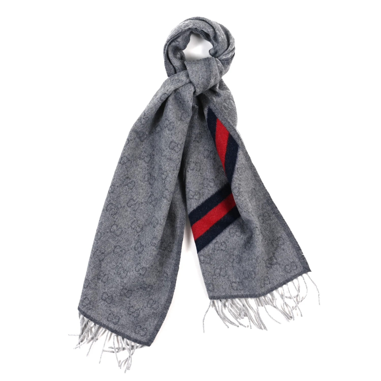 Gucci Wool Angora Monogram Web New Nikky Scarf Zinc Blue 1729956 | FASHIONPHILE (US)