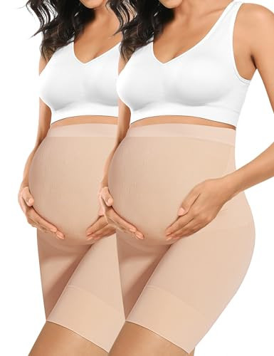 Maternity Dress Maternity Shapewear Formal Maternity Dress Elastic High Waist Mid Thigh Pregnancy Shaper Double Nude Plus Size XXXL | Amazon (US)