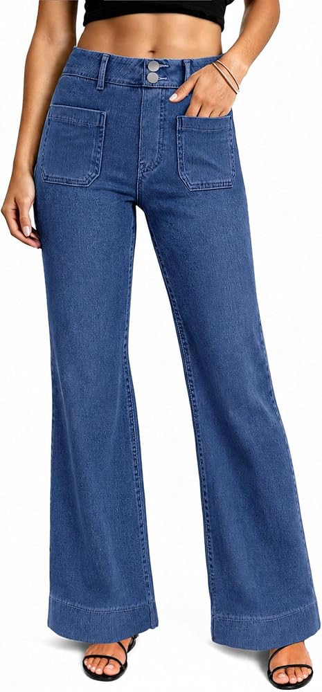 FireSwan Straight Leg Jeans for Women High Waist Stretchy Denim Pant Trendy | Amazon (US)