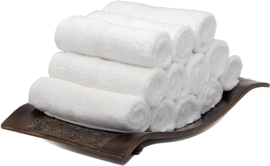 Mosobam Luxury Turkish Towels Set of 12 Washcloths 13X13 White 700 GSM Bamboo Viscose & Aegean Tu... | Amazon (US)