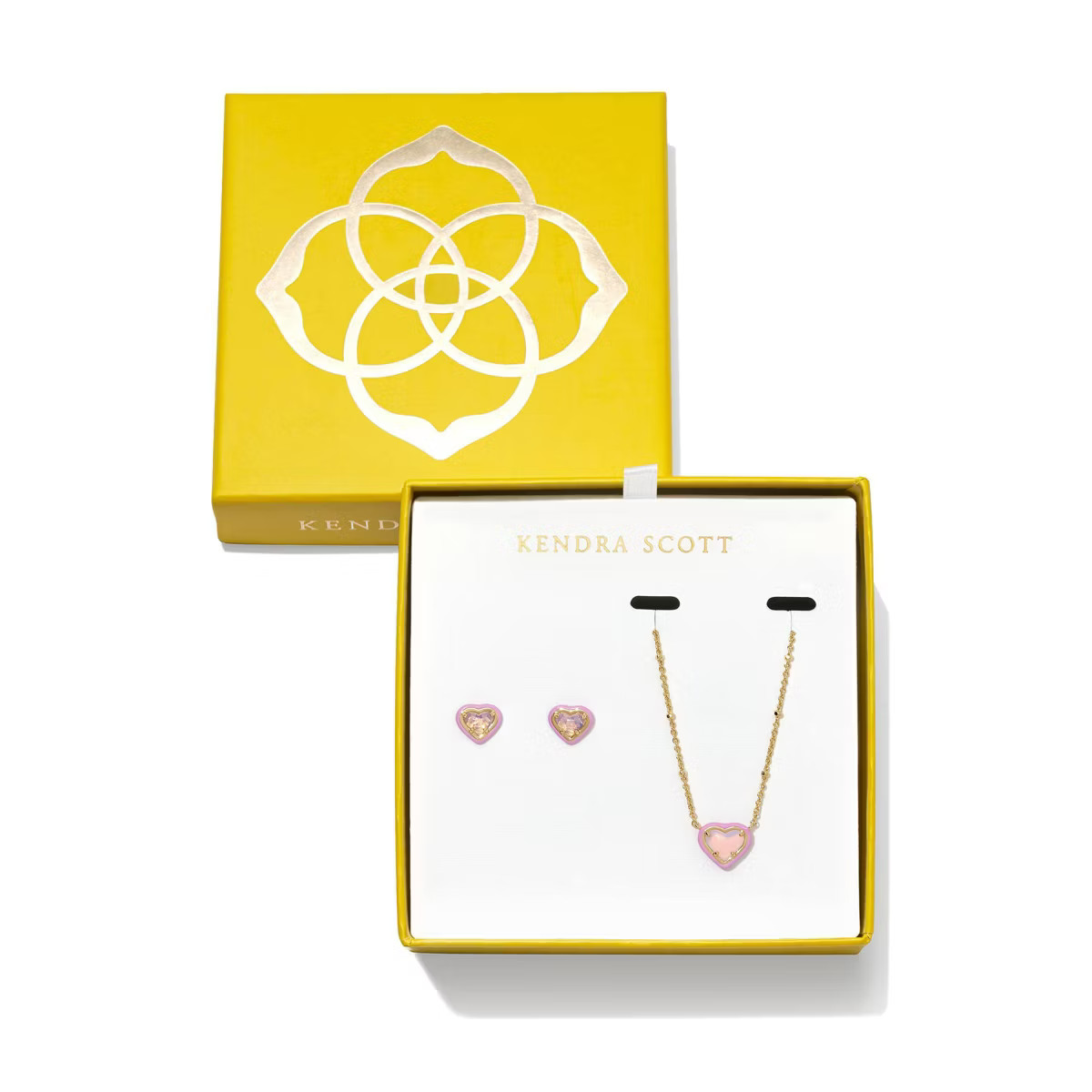 Kendra Scott Valentine's Day 14K Gold Over Brass Anna Heart Enamel Necklace Gift Set 2pc - Gold/P... | Target