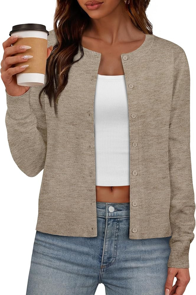 IWD Womens Cardigan Sweaters Crew Neck Long Sleeve Lightweight Button Down Sweater Trendy Knit To... | Amazon (US)