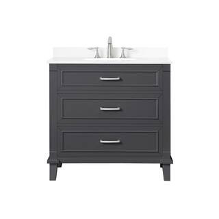 Home Decorators Collection Pinestream 36 in. W x 22 in. D Bath Vanity in Dark Charcoal with Cultu... | The Home Depot