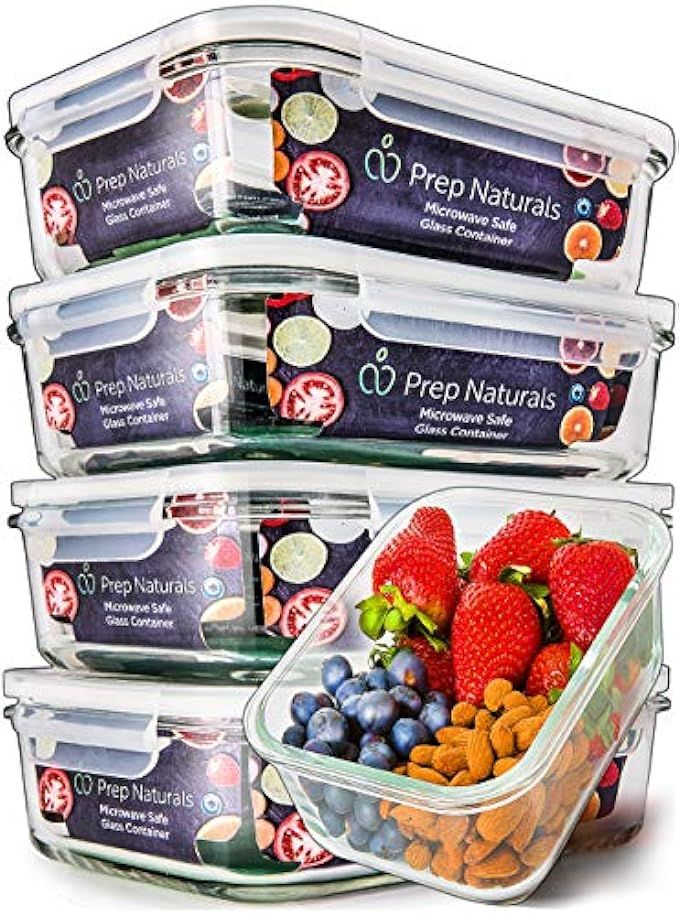 [5-Pack,30oz] Glass Meal Prep Containers - Food Prep Containers with Lids Meal Prep - Food Storage C | Amazon (US)