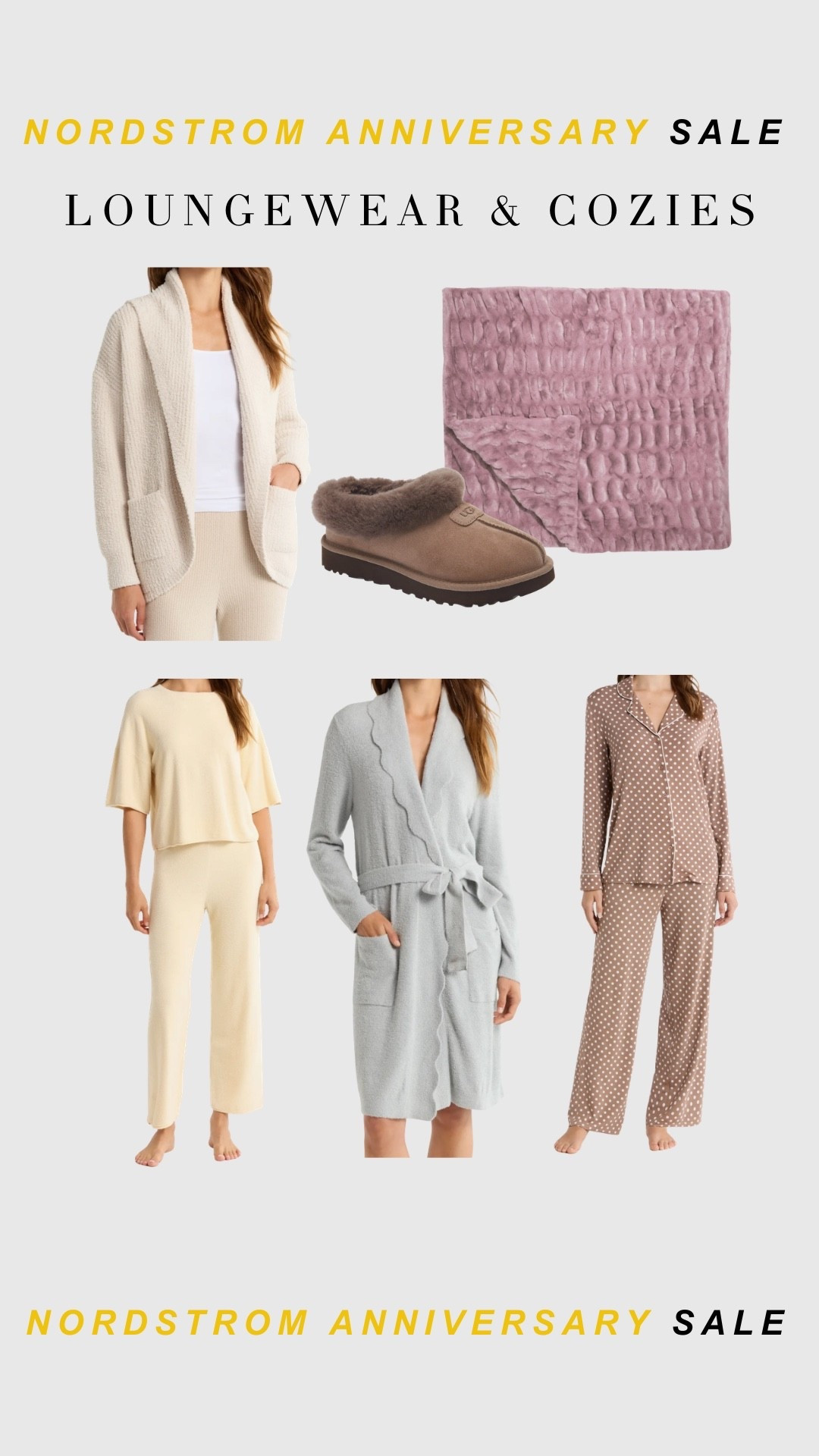 Lots of great pajamas, robes and cozy items for sale during the Nordstrom sale! I ordered all the barefoot dreams items you see here! #nsale #nordstrom