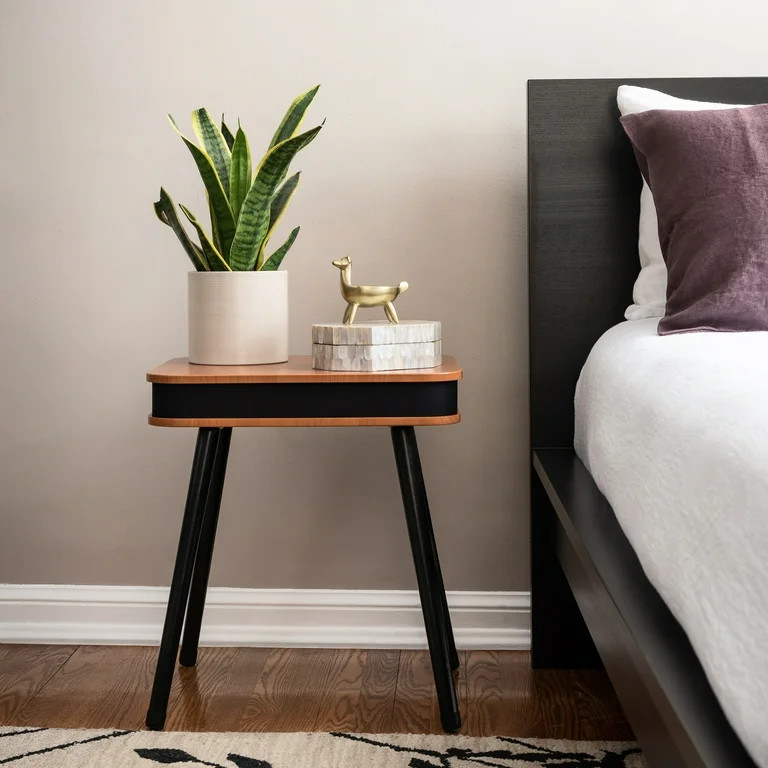 DecorTech Rectangular End Table with Bluetooth Speaker and USB Charging Port, Walnut | Walmart (US)