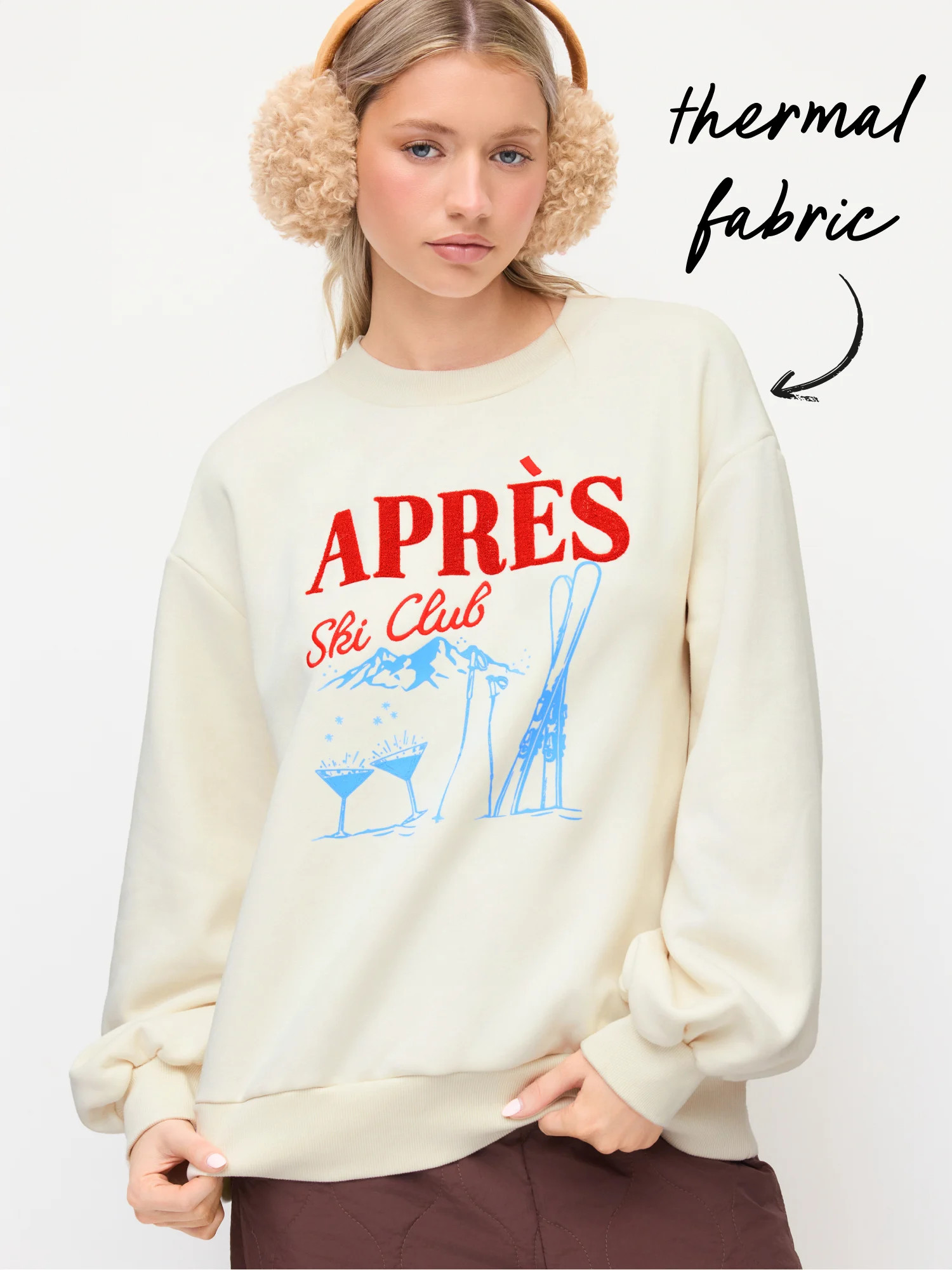 APRÈS Ski Club Embroidery Terry Graphic Oversized Sweatshirt | Cider