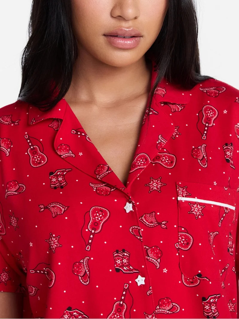 Country Festival Fourth of July Women's Notch Top and Shorts Pajama Set from Way to Celebrate, 2-... | Walmart (US)