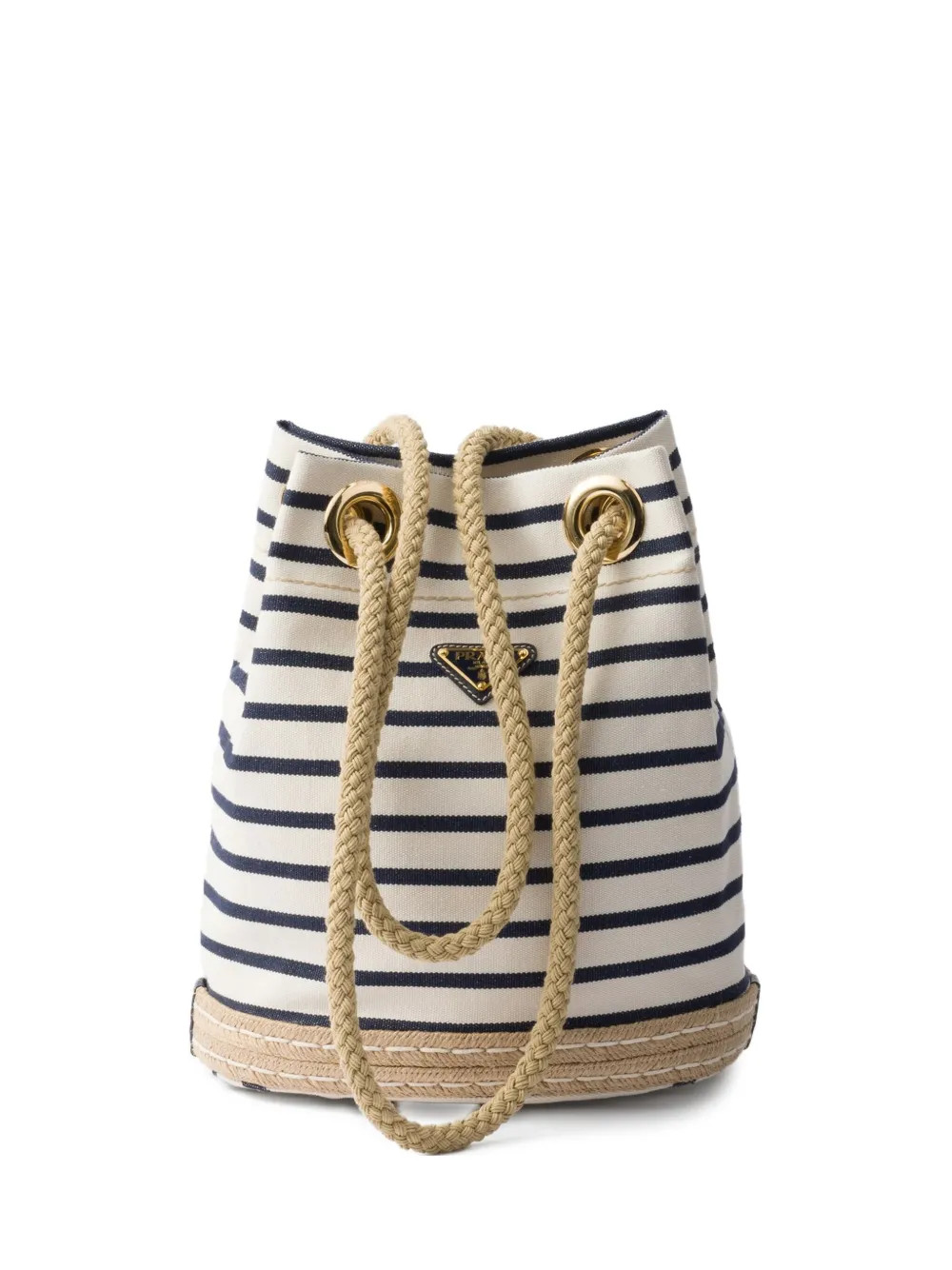 Prada Small Striped Bucket Bag | White | FARFETCH | Farfetch Global