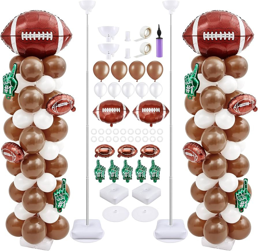 Gejoy 2 Sets Football Balloon Column Stand Kit Include 160 Latex Balloons Football Shaped Foil Ba... | Amazon (US)