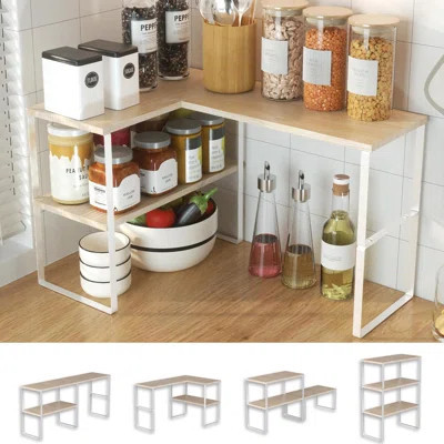 Kitchen Counter Organizer, Countertop Shelf, Adjustable, Stackable | Kitchen Countertop Organizer, Spice Rack, 2-Tier Countertop Shelves, Corner Desk | Wayfair North America