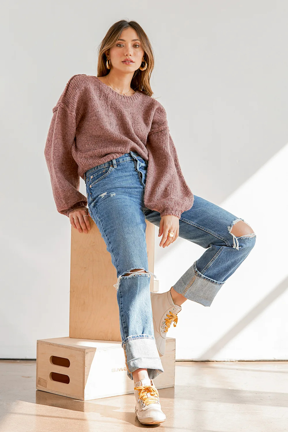 Always Together Mauve Purple Balloon Sleeve Sweater | Lulus (US)