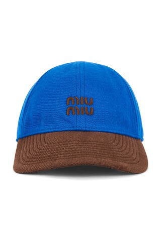 Miu Miu Drill Washed Bicolore Hat in Royal | FWRD 