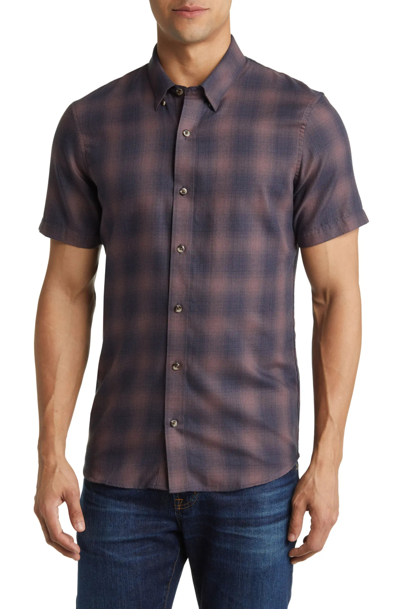 Down the Middle Check Short Sleeve Button-Up Shirt | Nordstrom