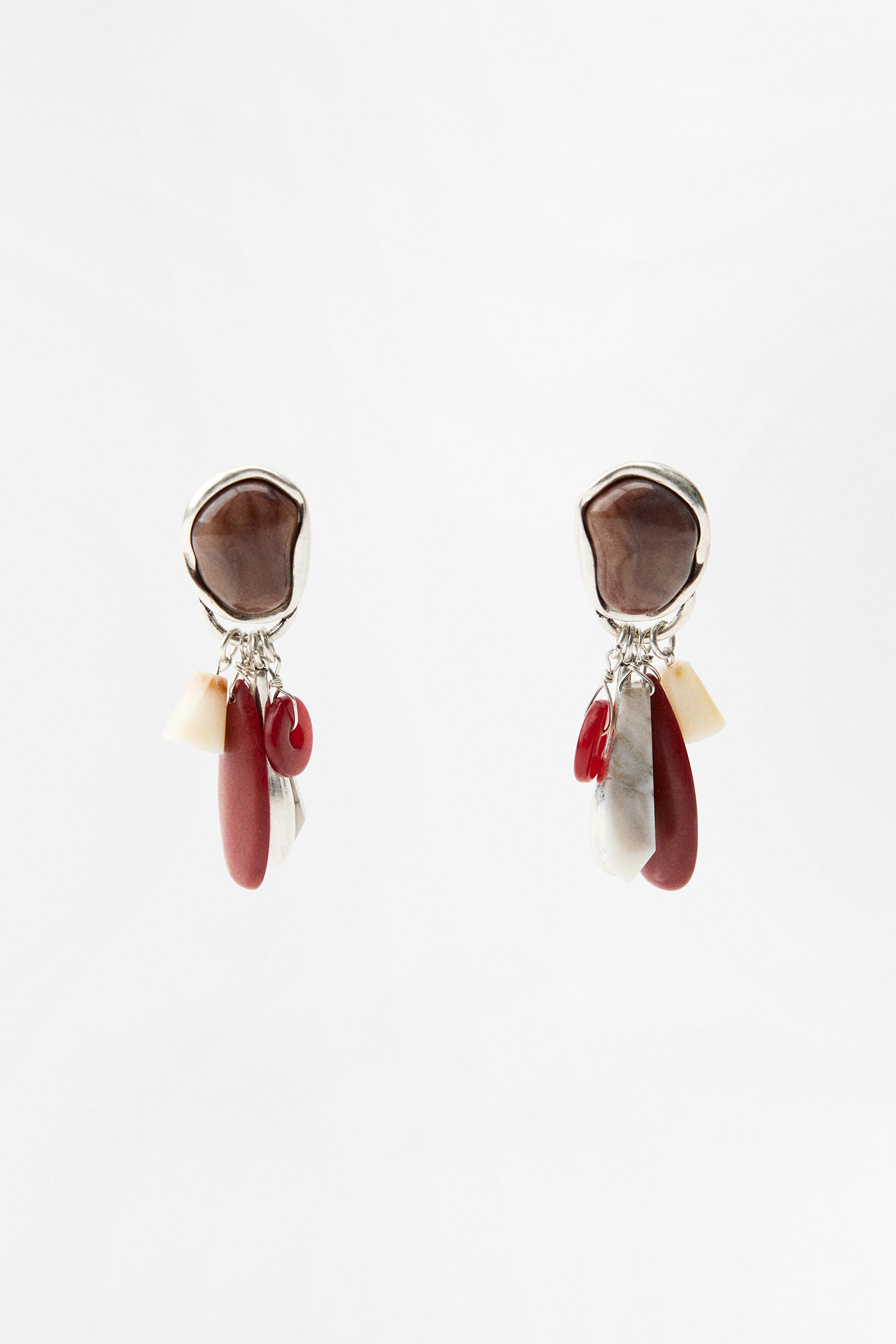 RESIN STONE CHARM EARRINGS | Zara US