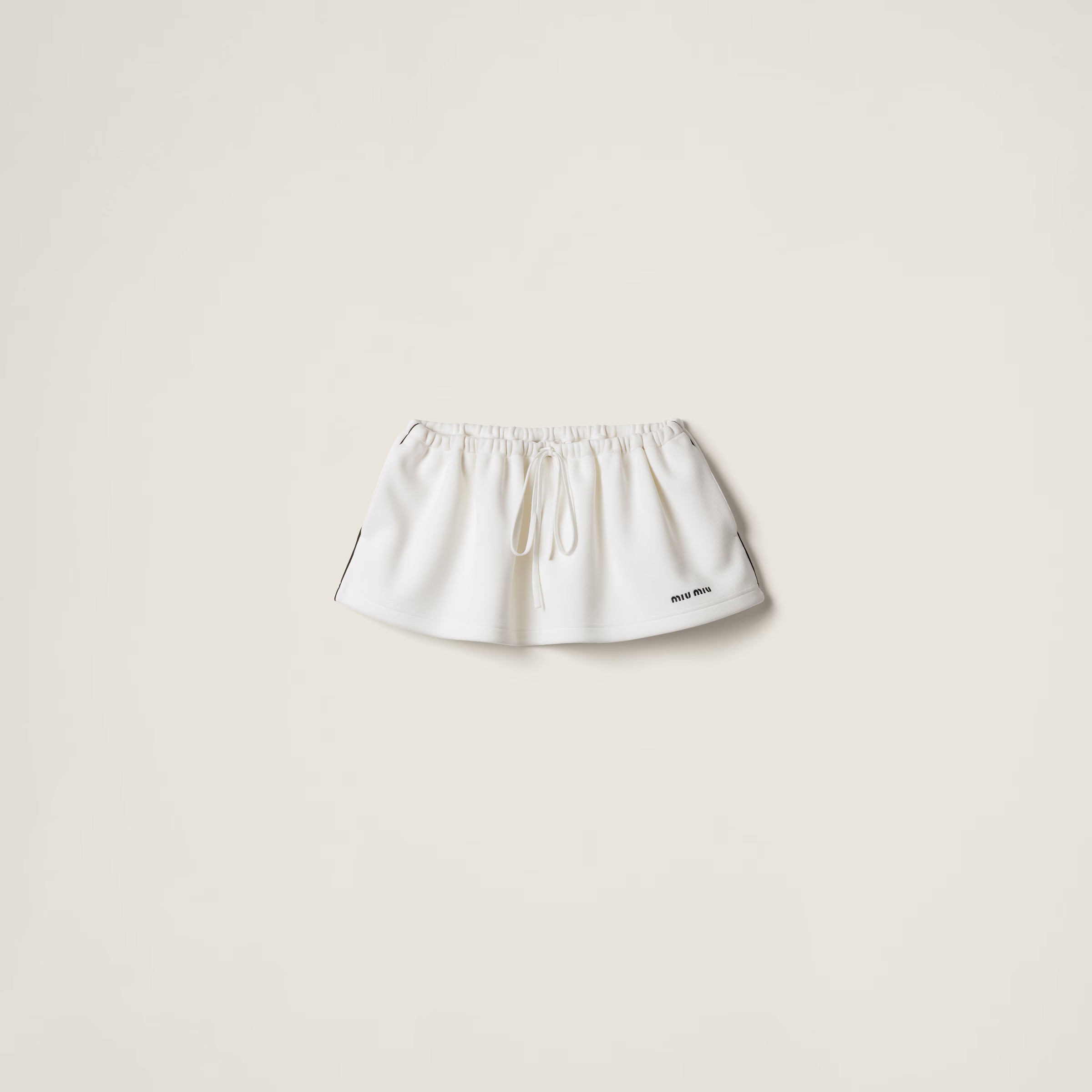 White Bonded Piqué And Technical Jersey Miniskirt | Miu Miu | Miu Miu US