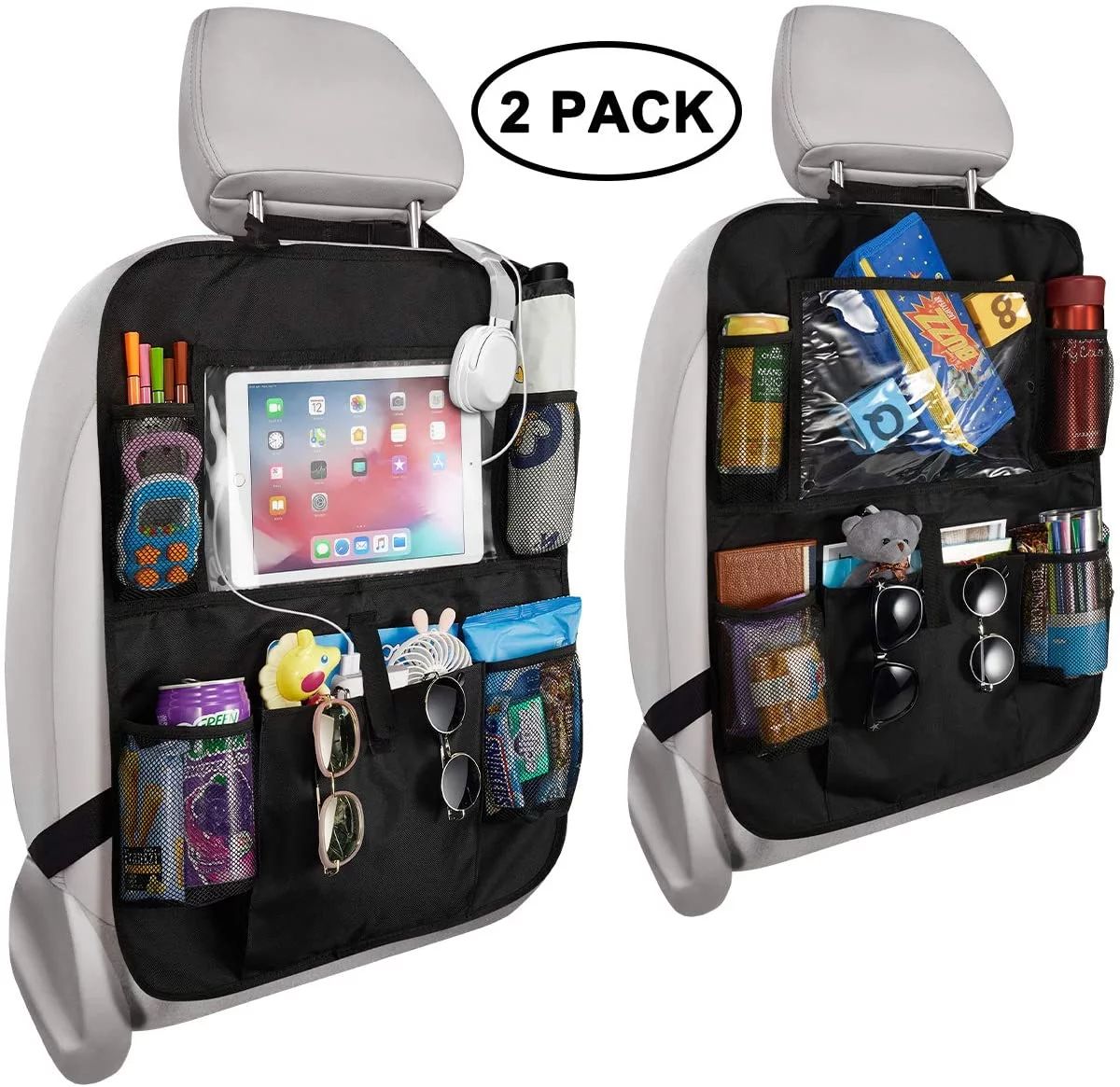 2 Pack Car Seat Organizer Car Backseat Organizer with 10" Table Holder, 5 Storage Pockets Car Sea... | Walmart (US)