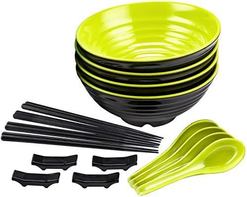 KDKD 4 Sets Ramen Bowl Sets (16 pieces) Melamine Large Noodle Bowls Set. 8 Inch Asian Chinese Jap... | Amazon (US)