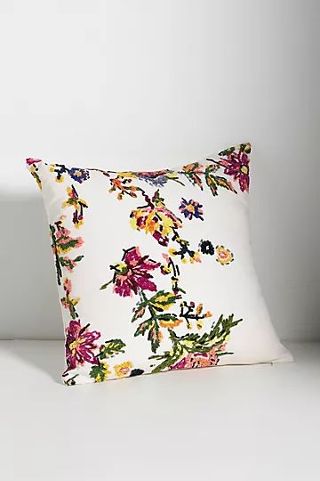 Embroidered Foliage Chenille Pillow | Anthropologie (US)