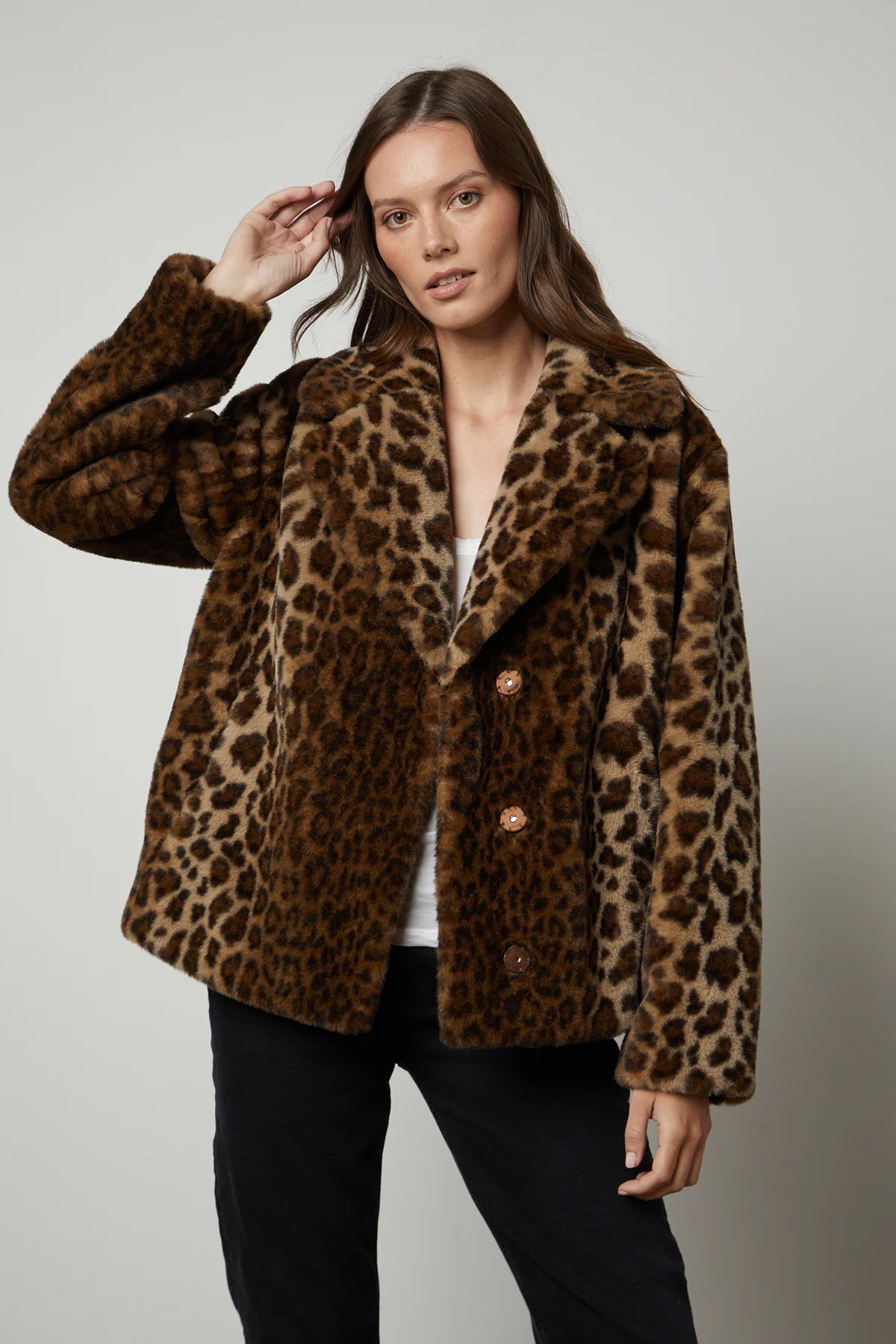 AMANI LEOPARD LUX FAUX FUR JACKET | Velvet by Graham & Spencer