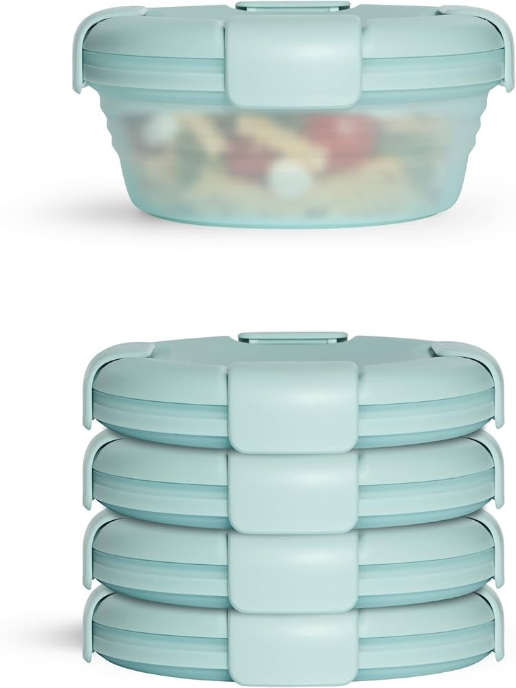 STOJO Collapsible Bowl 5 Set - Translucent Aquamarine, 36oz - Reusable Silicone Bowl for Hot and ... | Amazon (US)