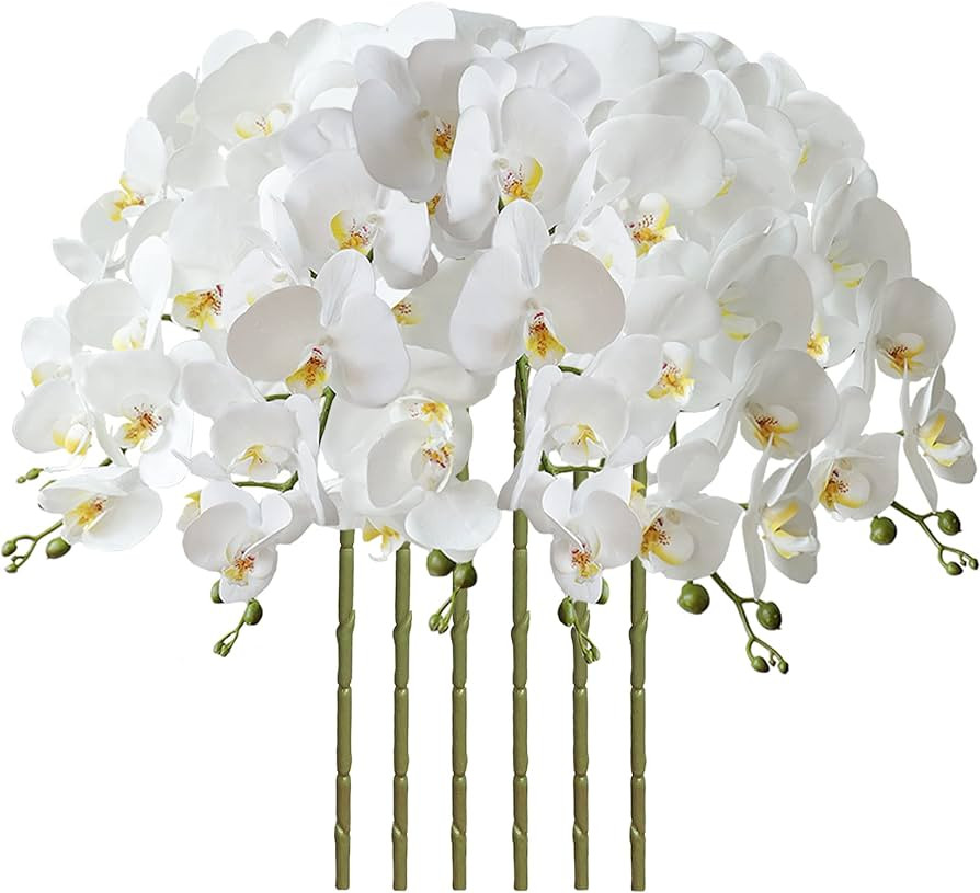 FagusHome 32 Inch Artificial Phalaenopsis Flowers 6 Pcs Artificial Orchid Flowers Stem Plants for... | Amazon (US)
