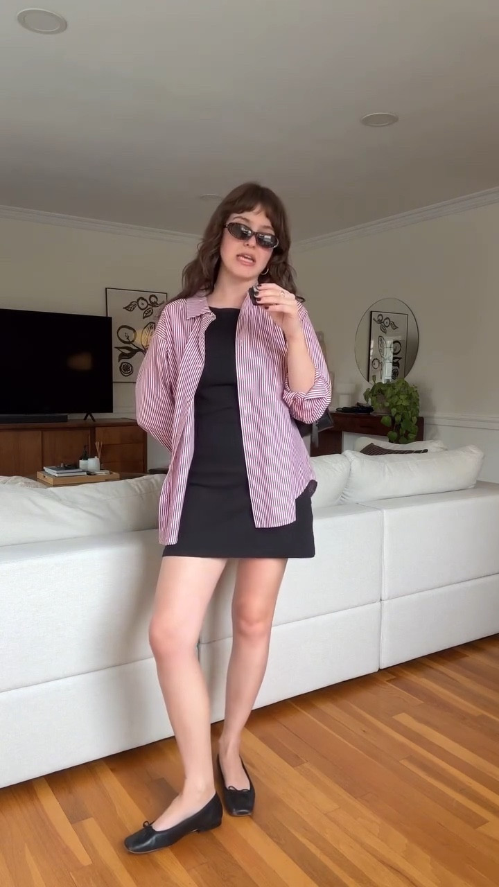 Day 9 of sharing my outfit for the month of February! Boat neck dress from LA Apparel, shirt from Donni and Dolce Vita anisa ballet flats. 

#LTKootd