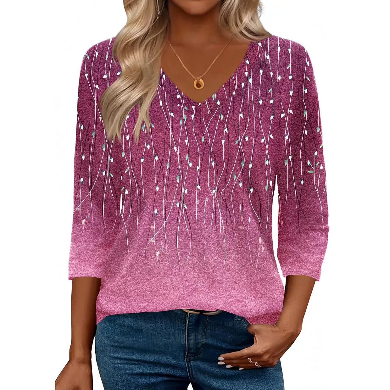 Zeagoo 3/4 Length Sleeve Womens Work Tops V Neck Tee Fashion Winter Outfits | Kohl's