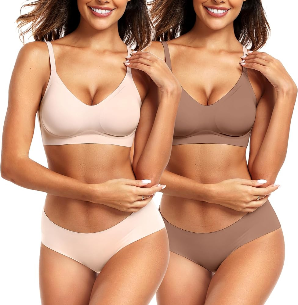 Vertvie 2 Pack Women's Seamless Bras No Underwire Comfort Push Up Bras Buttery Wireless Bralette ... | Amazon (US)