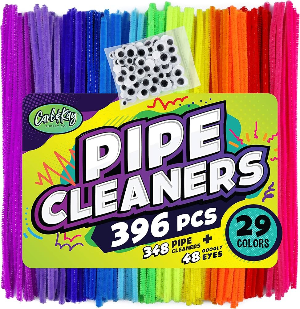 348 Pipe Cleaners Plus 48 Googly Eyes - Colored Chenille Stems for Kids Craft - Fuzzy Stems in 29... | Amazon (US)