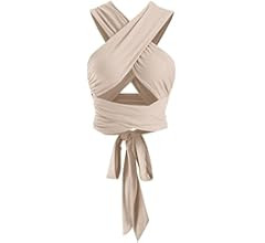 ZAFUL Women's Ribbed Halter Crop Top Criss Cross Ruched Lace-up Cami Bandana Top Cropped Tank Top | Amazon (US)