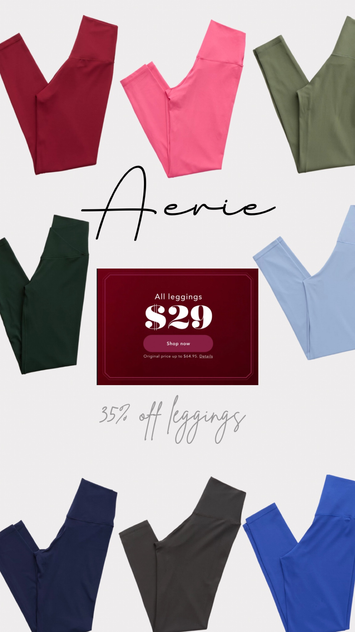 Last day of $29 leggings are aerie! Such a good sale!!!


Leggings, on sale, fall fashion 

#LTKSeasonal #LTKSaleAlert #LTKActive