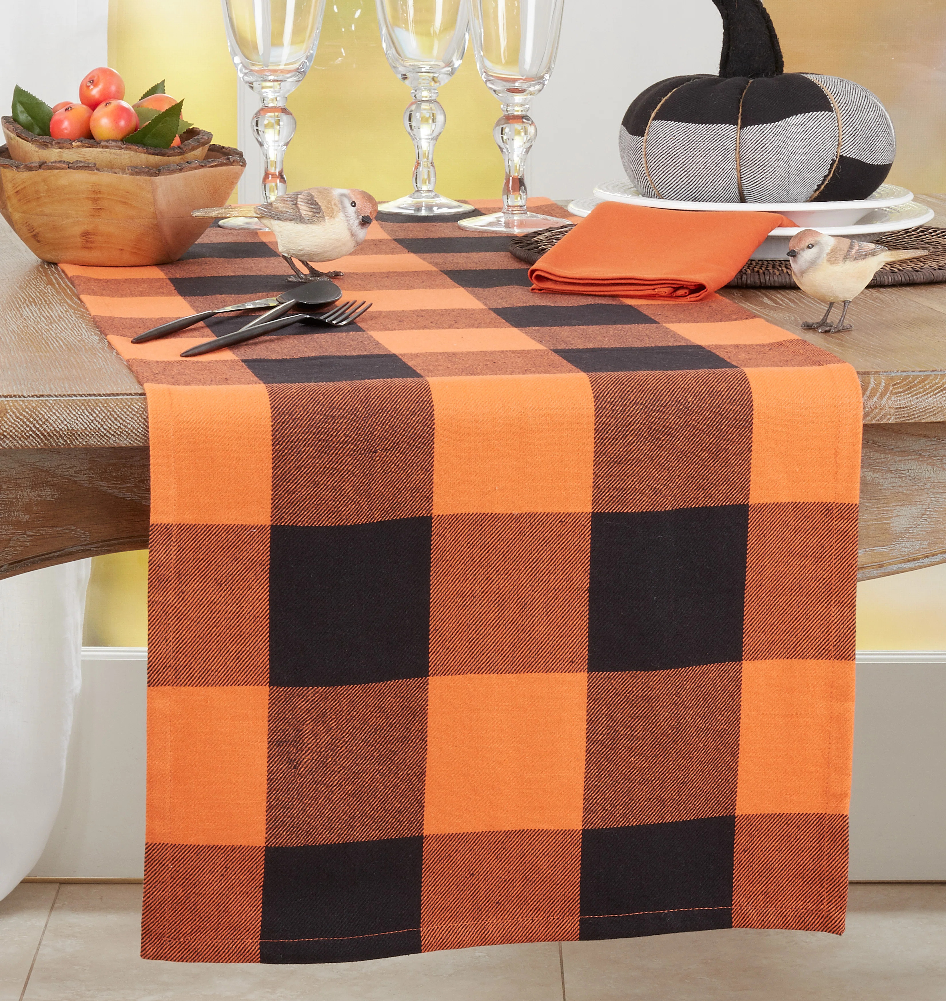 Saro Harvest Plaid 100% Cotton Table Runner & Reviews | Wayfair | Wayfair North America