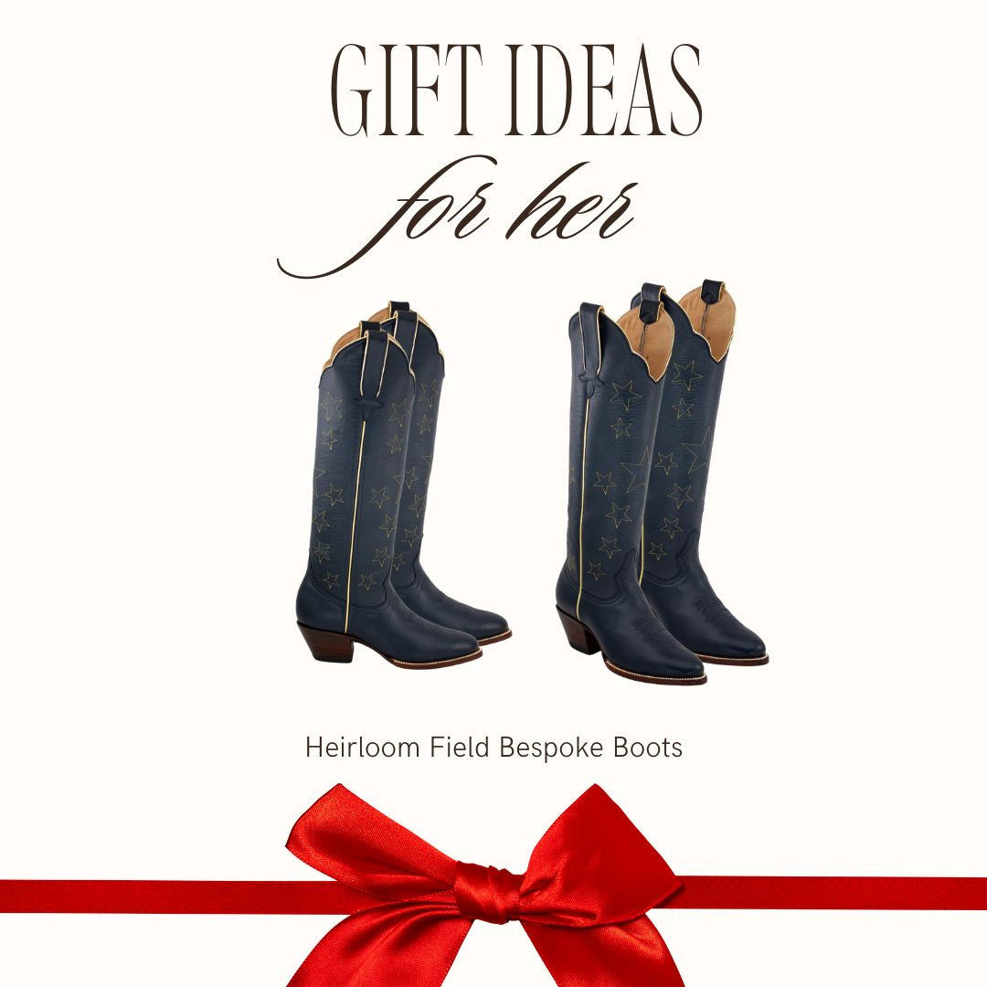 Complete your wardrobe with these handmade, luxury cowgirl boots! 🎄 Whether you're styling Christmas outfits or searching for the most comfortable luxury boots on the market, our 17" Buttery Soft Full-grain Calfskin Navy and Gold Star Boots are a must-have.✨ These are a luxury gift for her that will be treasured forever! Add them to your wishlist, and tell your friends who appreciate incredible boots! luxury gifts for her / holiday outfits / cowgirl boots / christmas outfits / gift guide for her / gifts for her / white elephant gift / holiday party outfit / gift guide / luxury gift for her / boots / anniversary gift / Valentine's Day gift / graduation gift / designer / small batch / limited edition / wedding shoes / metallic 

 #LTKGiftGuide #LTKHoliday #LTKShoeCrush