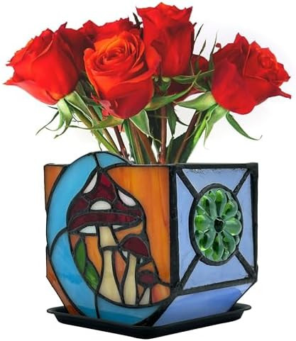 Stained Glass Moon Mushroom Planter, Indoor Decorative Plant Pot with Drainage, Mushroom gifts4.6... | Amazon (US)