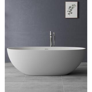67 in. Stone Resin Flatbottom Bathtub in White | The Home Depot