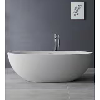 67 in. Stone Resin Flatbottom Bathtub in White | The Home Depot