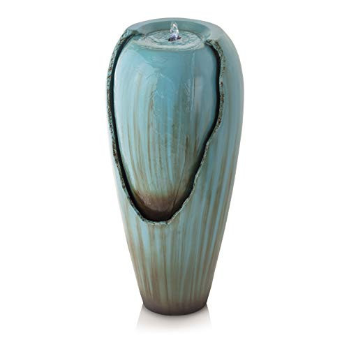 Alpine Corporation DIG100XS w/LED Light Water Jar Fountain, 32 Inch Tall, Turquoise | Amazon (US)