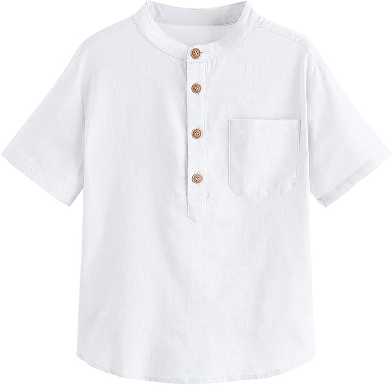 Inorin Boys Button Up Henley Shirt Short Sleeve Lightweight Summer Linen Cotton Dress Shirts Tees... | Amazon (US)