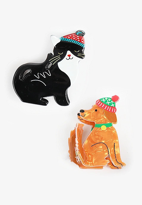 2 Pack Holiday Pets Claw Hair Clips | Maurices
