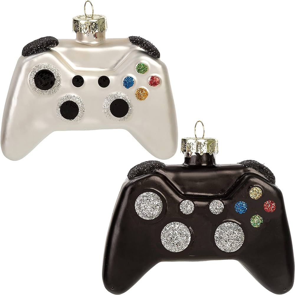 Christmas Glass Video Game Controller Ornament Christmas Tree Blown Decoration Black and White 2-... | Amazon (US)