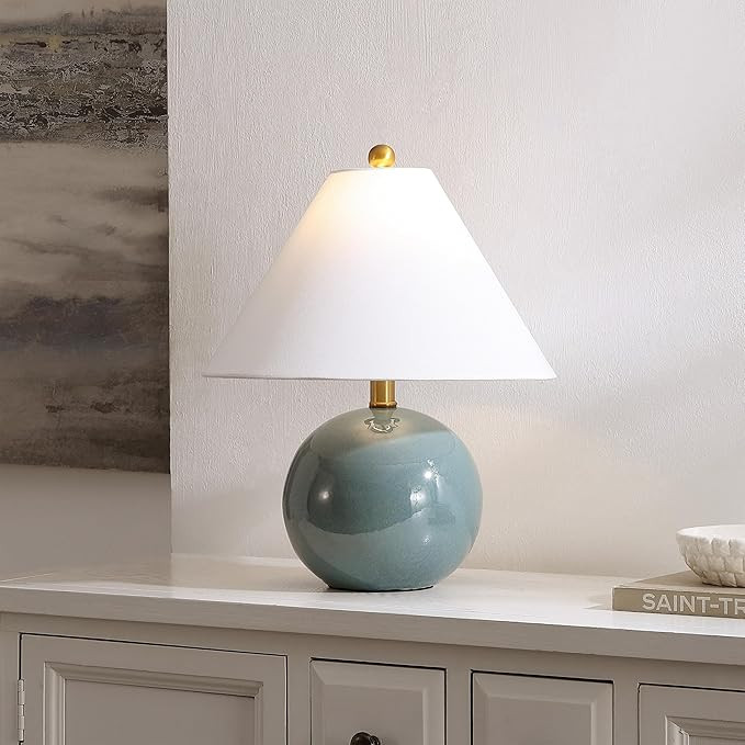 SAFAVIEH Lighting - Giana 17.5-Inch Round Table Lamp - Blue Ceramic - Ideal for Living Room, Bedr... | Amazon (US)