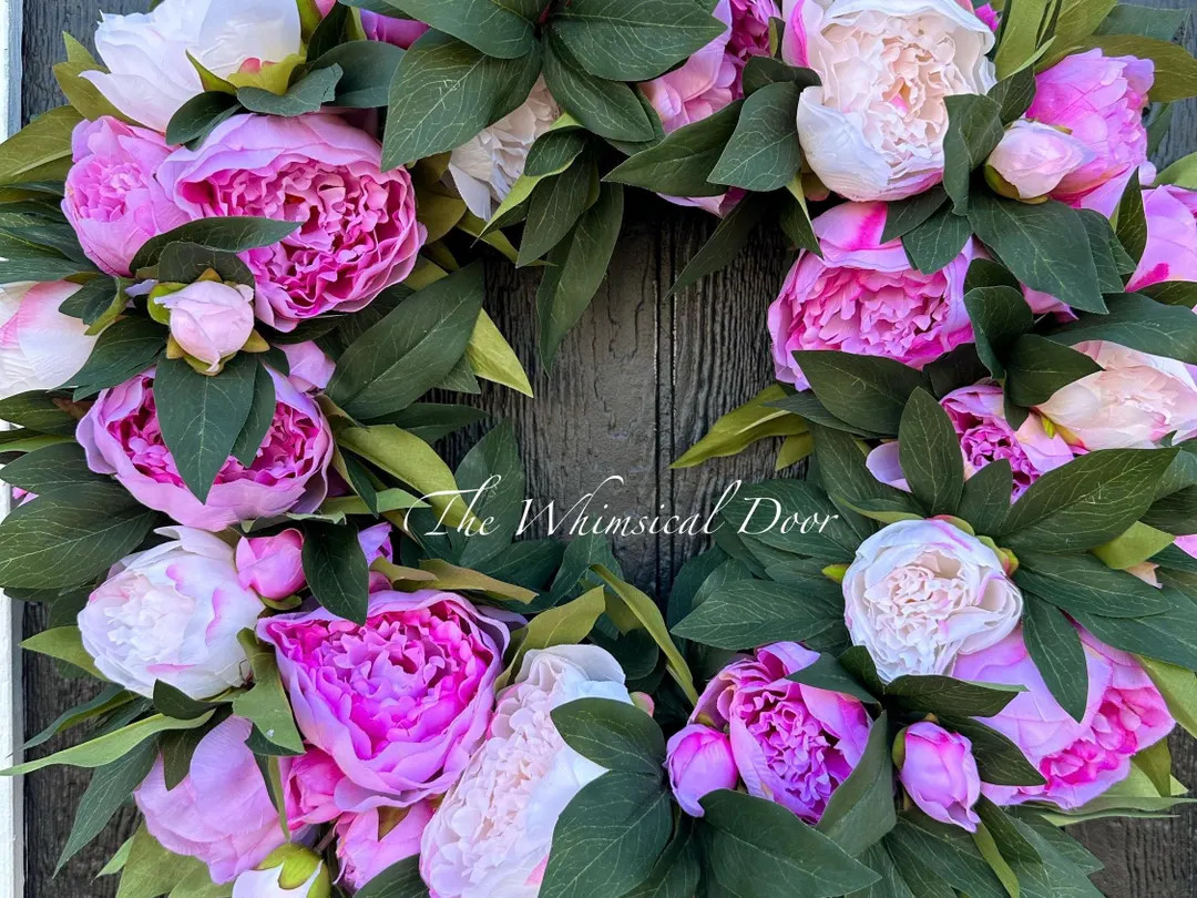 Pink Peony Front Door Wreath - Artificial Spring wreath -  peony wreath | Etsy (US)