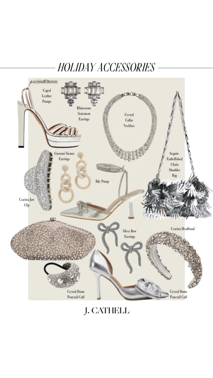 If you’re looking to jazz up your holiday basics, these holiday accessories are the easiest way to turn any outfit into a major moment. From metallic heels and jeweled bows to velvet clutches, statement earrings, and crystal-encrusted everything — these pieces add instant sparkle to every look.

Whether you’re styling a simple black dress or your favorite winter whites, these accessories will take you from family photos → cocktail parties → NYE with zero effort.
Everything is linked + shoppable on jcathell.com ✨🛍️

#HolidayAccessories #HolidayStyle #HolidayOutfits #HolidayPartyStyle #ChristmasStyle #NYEOutfit #HolidayWardrobe #HolidayFashion #StatementAccessories #JeweledAccessories #VelvetSeason #PartyStyle #JCathell

#LTKHoliday #LTKOver40 #LTKCyberWeek