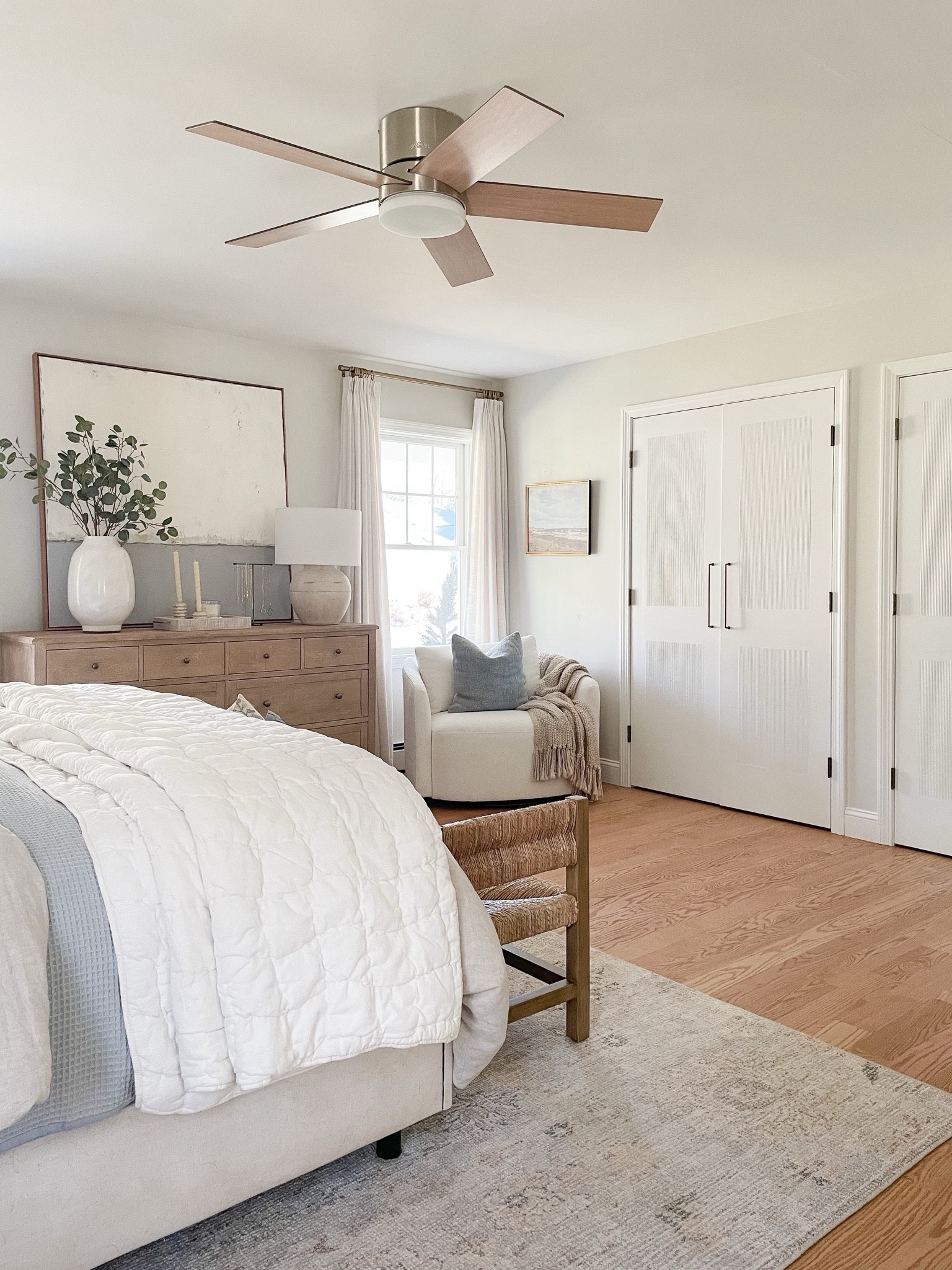 Modern coastal bedroom, Walmart swivel chair, Amazon curtains, bench, pottery barn dresser, spring home decor 

#LTKfindsunder100 #LTKhome #LTKstyletip