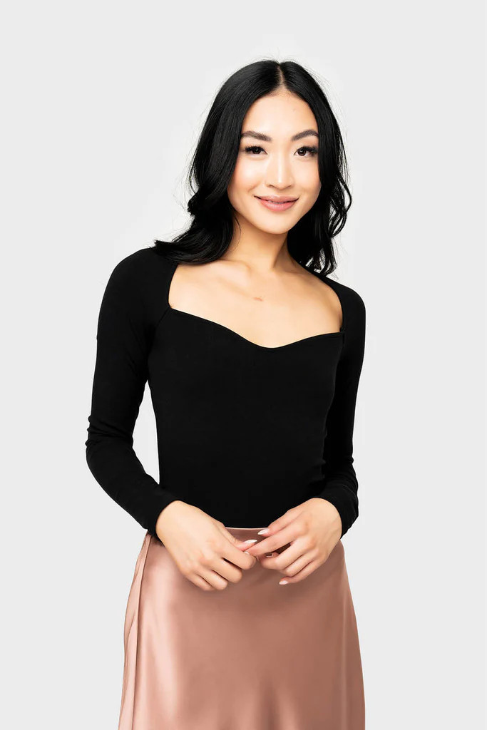 Megan Knit Sweetheart Neck Bodysuit | Gibson