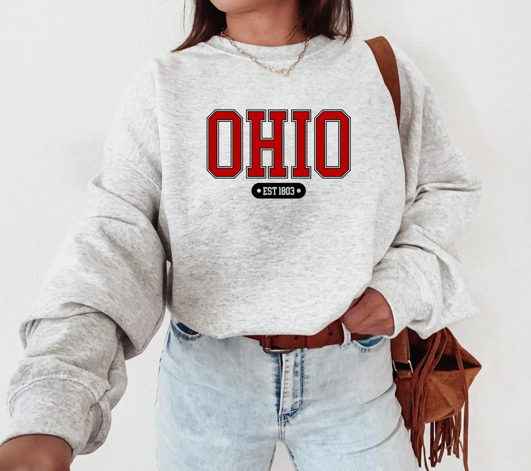 Ohio Sweatshirt State of Ohio Sweater Vintage University Crewneck Varsity Football Shirt Game Day... | Etsy (US)