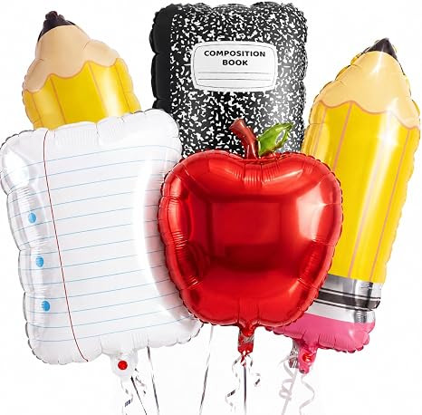 5 Pcs Back to School Balloons Foil Pencil Apple Balloons Set | Amazon (US)