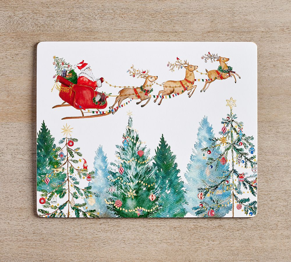 Christmas in the Country Santa Cork Placemats - Set of 4 | Pottery Barn (US)